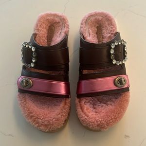 COACH 1941 RUNWAY SHEARLING SLIDES SIZE11 W